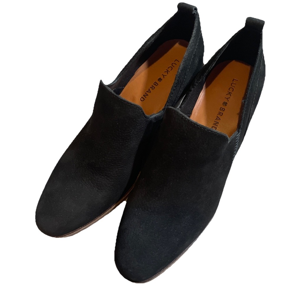 Lucky Brand Black Suede Block Heel Women's LP-Vennia‎ Shoes Booties Size 9 M